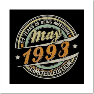 Born In MAY 1993 Limited Edition 27th Birthday Gifts Posters and Art